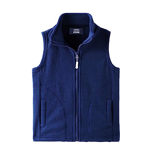 Image of LittleSpring Boys Girls Fleece Vest Sleeveless Jacket Full-Zip Fall Winter Warm Outerwear