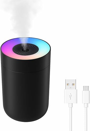 Humidificador de 7.8 fl oz para dormitorio, humidificador de aire para el hogar, humidificadores de plantas para interiores pequeños con luz LED de