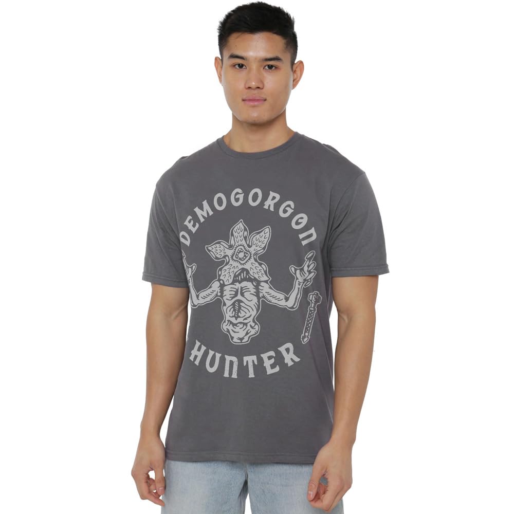 Stranger Things Unisex Charcoal Demogorgon Hunter T Shirt, Medium