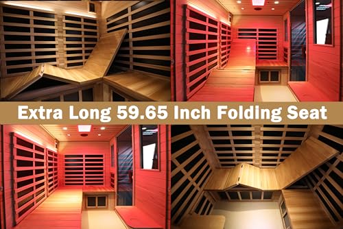 Image of LTCCDSS Full Spectrum Ultra-Low EMF Outdoor Sauna 4-Person, Mahogany Far Infrared Saunas for Home, Near&Mid-IR Light, EMF 0.1-4mG, Bluetooth & Chromotherapy