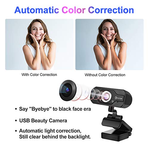1080p HD Webcam, EIVOTOR USB Desktop Laptop Camera, Plug and Play Video Calling Mini Computer Camera, Built-in Mic, Flexible Rotatable Clip