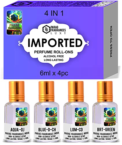 Image of Parag fragrances Unisex Adult Scented Top Attars Collection Of India /Alcohol Free Liquid Attar Gift Pack(Imported),24 Ml