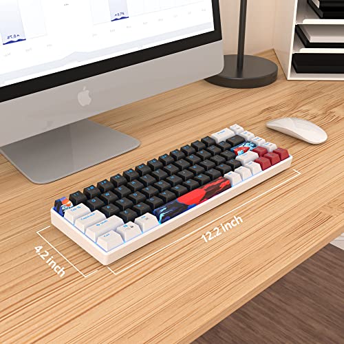 Image of 60 Percent Gaming Keyboard 68 Keys Mechanical Keyboard LED Backlit Compact Wired Keyboard with Red Switch for Windows PS4 /5 Xbox Gamer(White-Black)