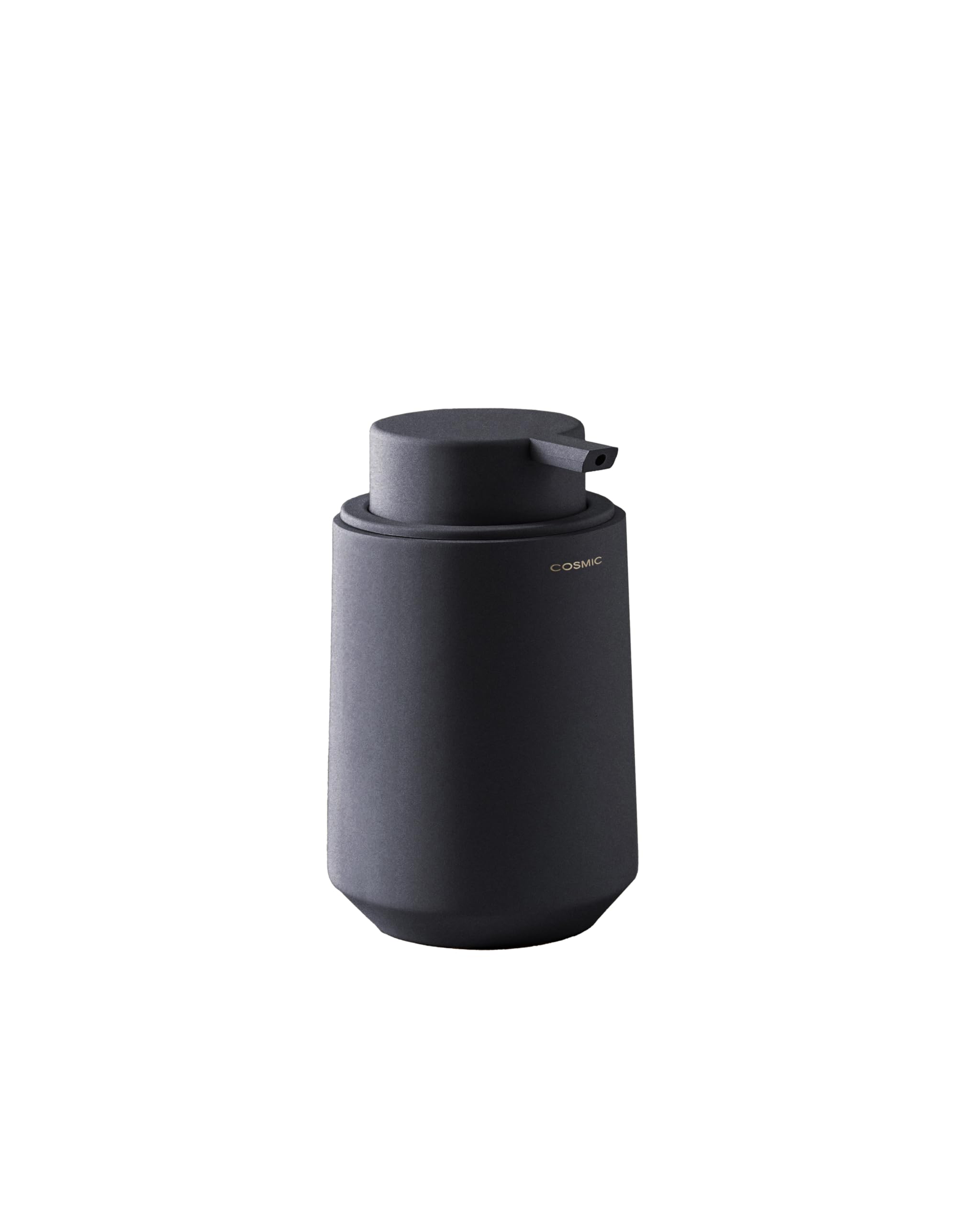 Cosmic Black/White Saona Soap Dispenser For Bathroom, Elegant Design, Made Of Resin, Countertop Dispenser For Toilet And Kitchen, Soft Touch, Refillable Accessory, 350 Ml,