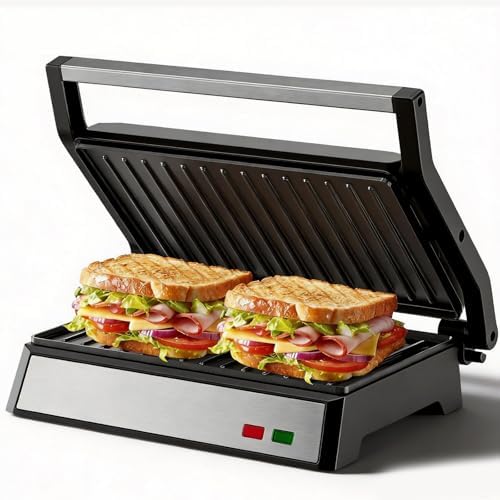 Panini Press Grill, 1200W Sandwich Maker with Non-Stick Plates, S...