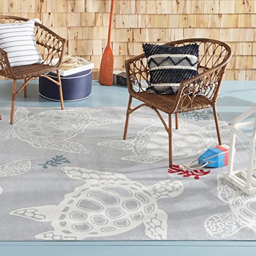 Home Dynamix Marine Sea Turtle Coastal Animal Indoor/Outdoor Area Rug, Grey/Ivory, 7'10"x10'2" - Image 3
