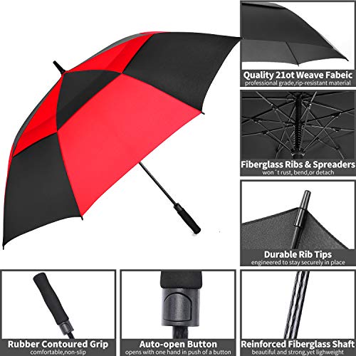 Image of MRTLLOA Automatic Open Golf Umbrella, 62 /68 Inch Extra-Large Oversized Double Canopy Vented Windproof Waterproof Stick Rain Golf Umbrellas for Men and Women
