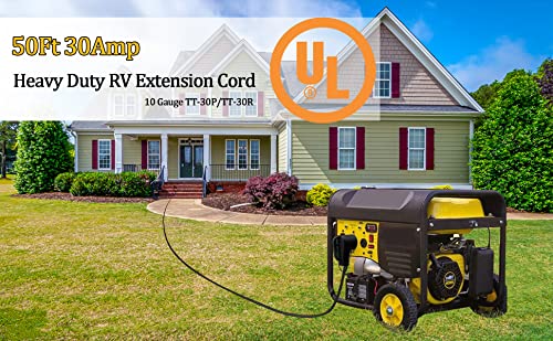 50Ft 30Amp Heavy Duty Rv Extension Cord, 10 Gauge Tt-30P/Tt-30R，Extension Cord With Handles #TOP3