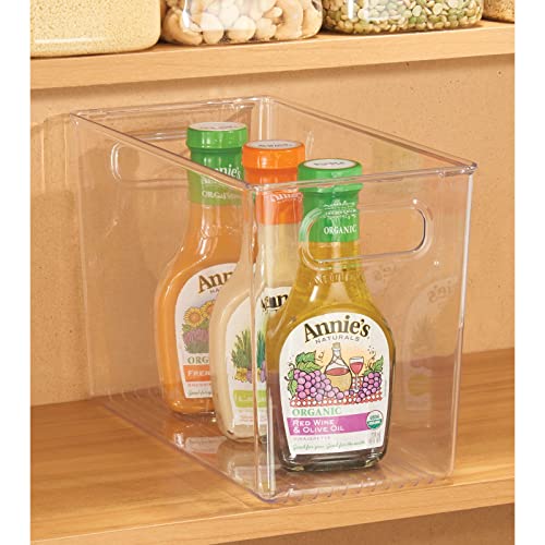 mDesign Plastic Storage Box – Narrow Open-Top Fridge Organiser Tray with Handle – Can Be Used as Fridge Tray, Shelf Box or for Cupboard Storage – Pack of 2 — Clear - Image 8