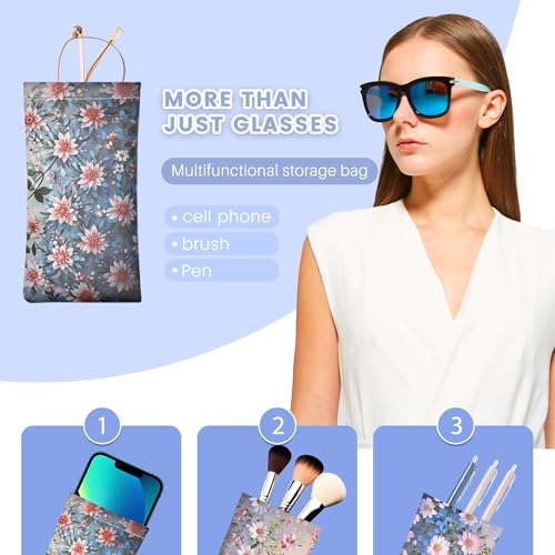 Image of 3pack soft eyeglass cases for women,glasses case,sunglasses case,eye glass case,glasses case multiple pairs