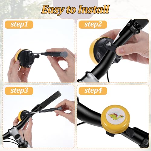 Grevosea Bike Bell Kids Bicycle Bell with Loudly Crisp Clear Sound Alloy Bike Bells for Scooter Road and Mountain Bikes Accessories Fits 22mm Handle (Yellow) - Image 7