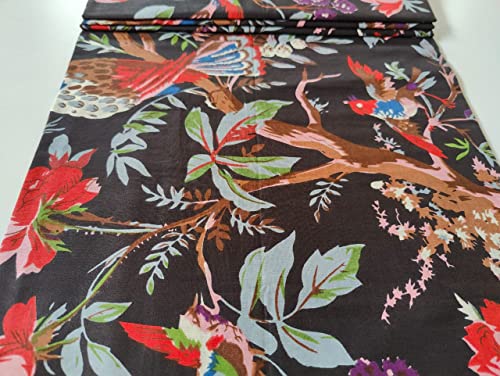 Image of Floral Printed Cotton Fabric Cloth Hand Block Print Fabric Women Material Running Jaipuri Hand Block Printed Women Dress Material Kurtis Natural 44 inch Inches Width 2.5 Meter (Pattern 33)