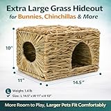 HERCOCCI Extra Large Grass House for Rabbit, Foldable & Comfortable - Small Animal Hut Play Hideaway Bed Hay Mat Chew Toy for Bunny Guinea Pig Hamster Chinchilla (1 Pack)