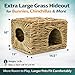 HERCOCCI Extra Large Grass House for Rabbit, Foldable & Comfortable - Small Animal Hut Play Hideaway Bed Hay Mat Chew Toy for Bunny Guinea Pig Hamster Chinchilla (1 Pack)