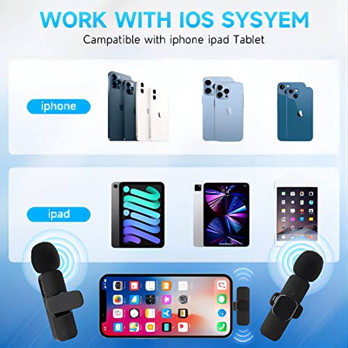 Pqrqp 2 Pack Wireless Lavalier Microphone For Iphone Ipad,Wireless Microphones,Professional Wireless Microphone,Plug-Play Wireless Mic For Recording,Live Stream,Youtube,Facebook,Tiktok #TOP6