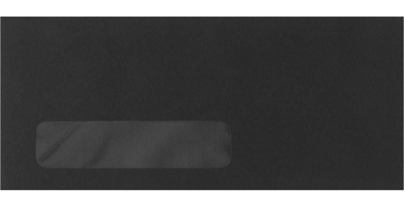 # 10 Fenster Briefumschläge (4 1/8 x 9 1/2) – Midnight Schwarz (50 Stück.)