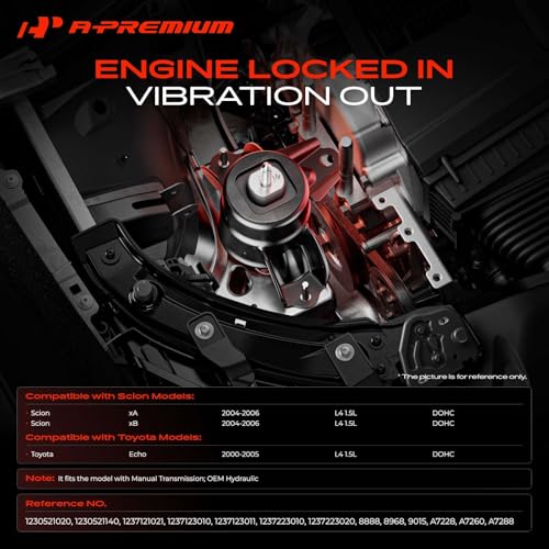 A-Premium Engine Motor and Transmission Mount Kit Compatible with Toyota Echo 2000-2005 & Scion xA xB 2004-2006 L4 1.5L, Manual Transmission, 3-PC Set by A-premium - Image 2