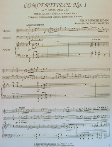 Concertpiece No.1 in F Minor, Op.113 for Clarinet, Bassoon and Piano      Sheet music – January 1, 1996
