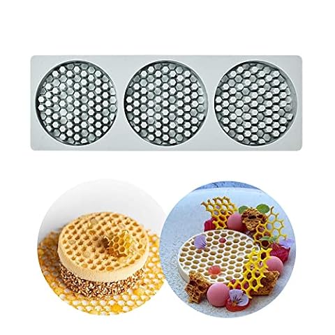 XiaoShenLu Cake Lace Mold, Silicone Lace Fondant Mold, Cukier Craft Impression Mold Jadalne ciasto Molecular Cuisine Dekorowanie, 3 otwory okrągłe Hiv