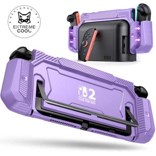 Image of Dockable Purple Case for Switch 2,[Exclusive Pop-up Joy-Con Quick Release][Military-Grade Protection][Stand Compatible] Switch 2 Protective Case with Ergonomic Grip, Shell for Switch 2 Console