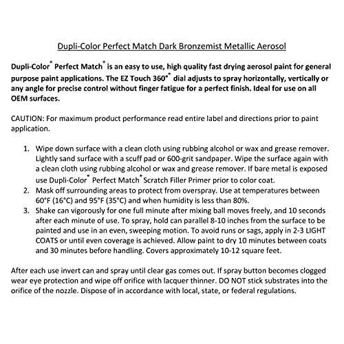 Image of Dupli-Color EBGM04937 Perfect Match Automotive Spray Paint - General Motors Dark Bronzemist Metallic, 76 WA528F - 8 oz. Aerosol Can