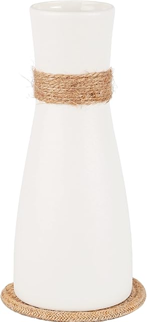 Elkanah 25cm Vase For Flowers Flower Vase White Vase Ceramic Vase Large Vase Bud Tall Vase for Pampas Grass Vase Ornaments for Living Room Decor Boho Vase Decorative Home Decor Accessories Fall Decor