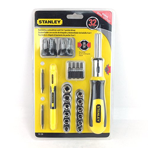 Stanley 70-128 - 32 Piece Ratcheting Screwdriver and 4 in 1 Pocket Driver by Stanley