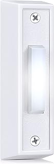 1 Piece Lighted Doorbell Button, Wired Door Bell Push Buttons LED Door Chime, Wall Mounted Door Opener Switch (White,White Light)