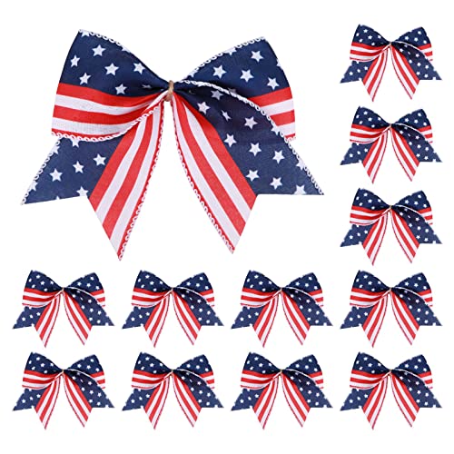 Meseey 12 Pcs 6 Inch American Flag Bow Patriotic Bows