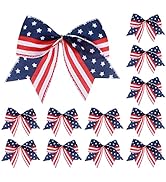 Meseey 12 Pcs 6 Inch American Flag Bow Patriotic Bows Red White Blue Star Stripes 4th of July Wre...