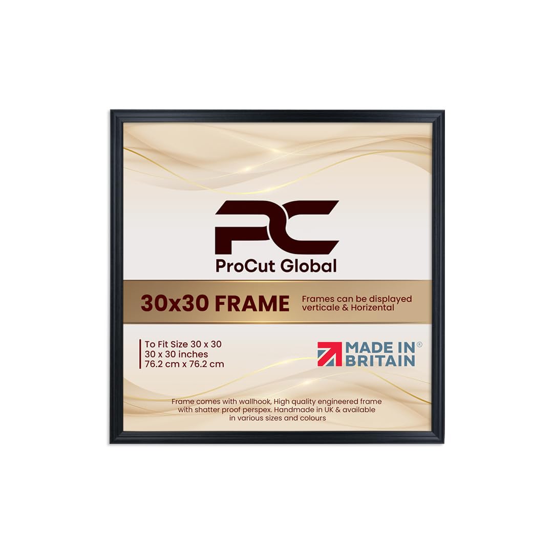 Procut Global 30x30 Black Picture Frames - Classic Wooden Photo Frame with Shatterproof Perspex for Wall or Tabletop - Perfect for Posters, Certificates & Prints - Sizes & Colors Available โ image 1
