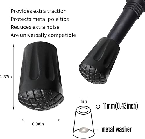 Miniatura 5 de 12 Pieces Walking Stick Tips Rubber Trekking Pole Tips Replacement- Rubber Feet for Hiking Poles (Grid 12 Pieces)