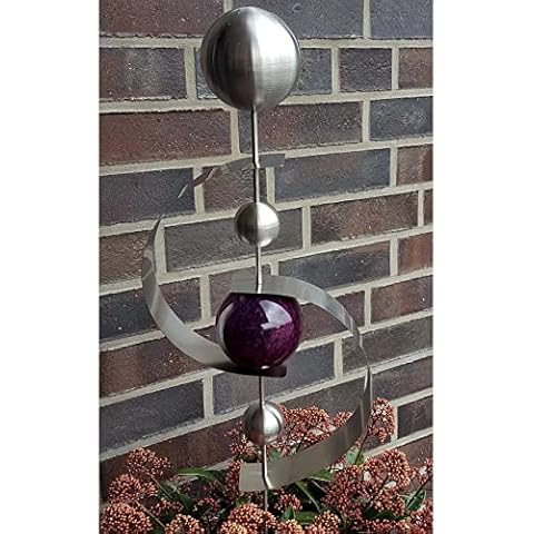 Pflanzen Kölle Beetstecker Neptun aus Edelstahl mit 4 Kugeln und Stab, Marmor in Violett Cover