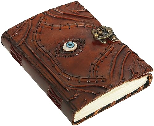 Ward Off - Diario in pelle con protezione contro il malocchio, Hocus Pocus, libro delle ombre, per uomini e donne, decorativo, senza righe, bordo in carta con terzo occhio, diario vintage con chiusura