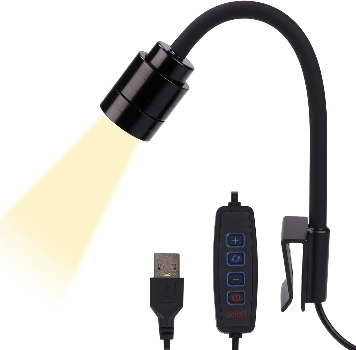 Mini Aquarium Spotlight, Clip-On Gooseneck Lamp, 15°-90° Zoom