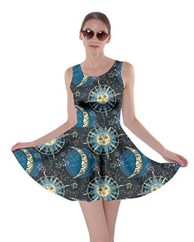 CowCow Womens Blue Astrology Skater Dress, Blue - 3XL