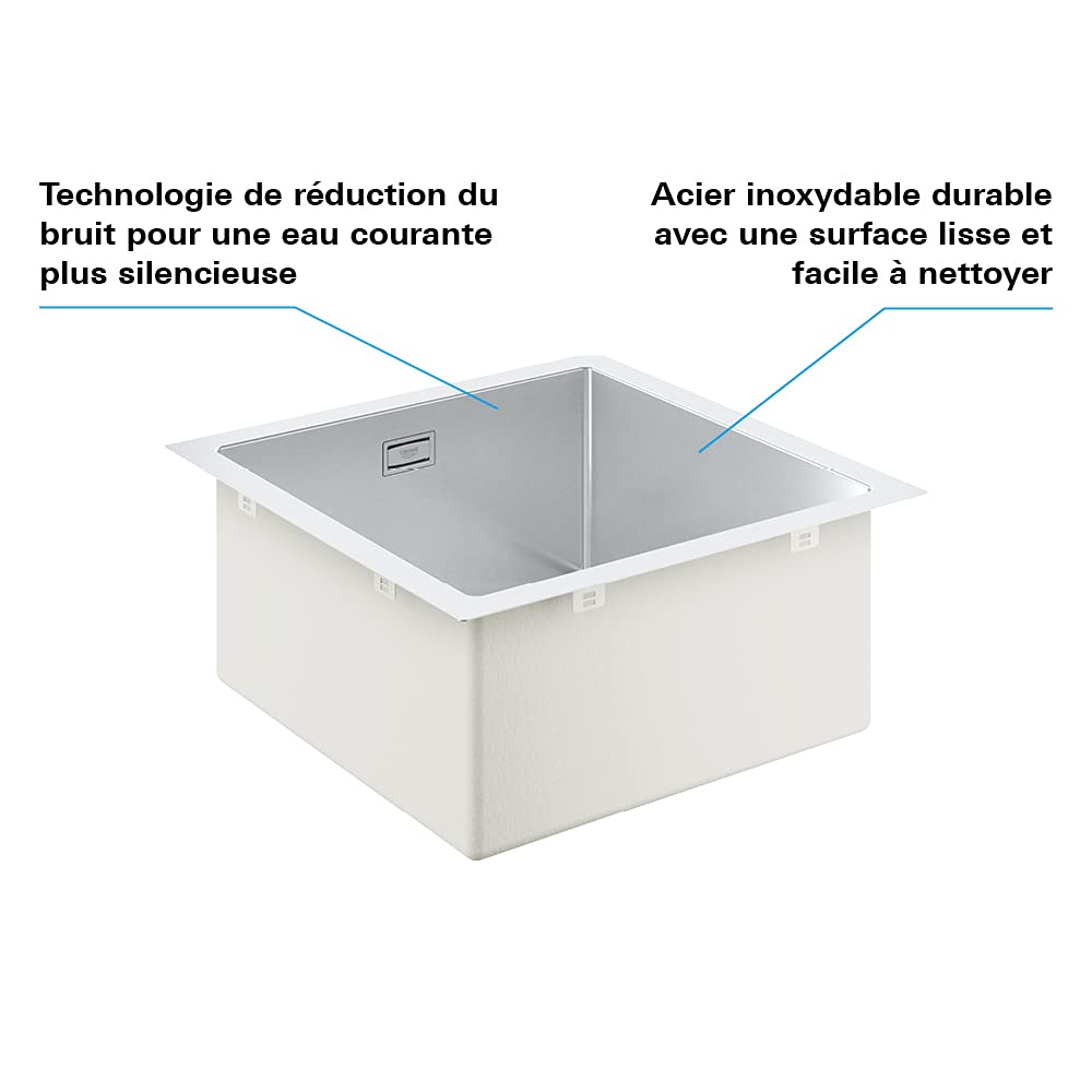 Évier en acier inoxydable K700 464 x 464 mm Inox 31578SD1 (Import Allemagne)