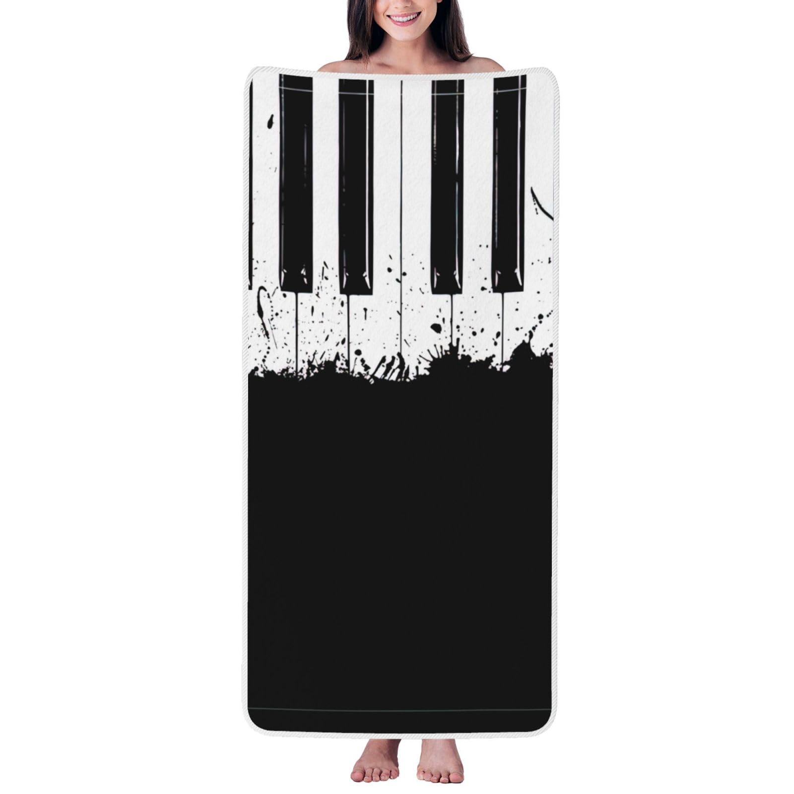 JBJGKHLP Piano Print Women Men Couples Coral Velvet Bath Towel Ultra-Soft For Home Bathroom Travel