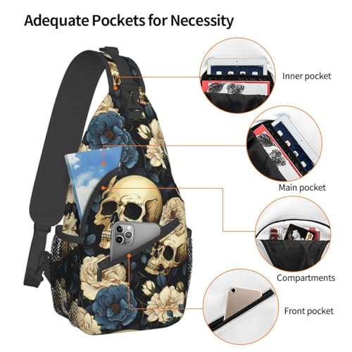 Skull Sling Backpack Chest Bag Crossbody Shoulder Bag Gym Cycling Travel Hiking Daypack For Men Women4