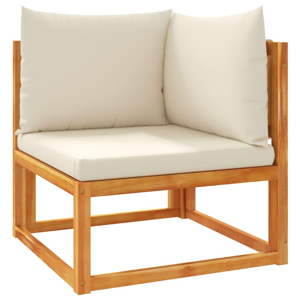 Set di 2 divani da giardino in legno di acacia, con cuscini imbottiti, divano da giardino modulare con schienali intrecciati, set di mobili da giardino con cuscini e corda intrecciata