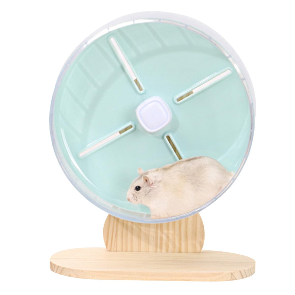 Roue de Hamster Silencieuse 20 Cm Support en ABS et Bois pour Petits Rongeurs Rat et Hérisson, Accessoire pour Sport et Détente à Domicile