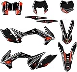 kit deco ktm 200 exc 2004 Kit graphique complet inclus : plaque d'immatriculation avant, côté gauche et droit, carénages de radiateur, garde-boue avant et arrière, fourche inférieure, bras oscillants et graphismes Airbox.