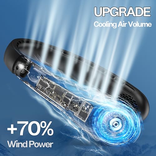 KIDEE Neck Fan, Portable Bladeless Neck Fans, Upgrade 360° Airflow, Super Quiet, 3 Speeds, 4000mAh Personal Wearable Neck Fan, Upgraded Cooling Air Volume USB Rechargeable Hands Free Fan - Image 5