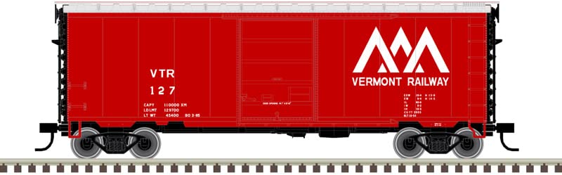Atlas N Scale PS-1 40' Boxcar, 6' Door Vermont Railway (Red/White) #127