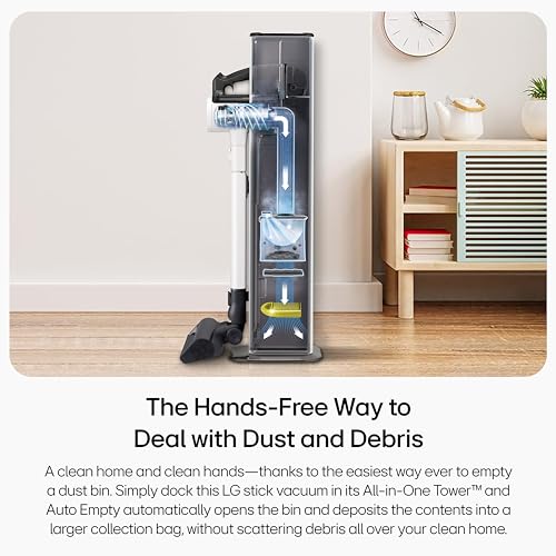 Image of LG CordZero A931 - Cordless Stick Vacuum Cleaner with Auto-Empty Base, 60 Minute Runtime, Rechargeable Battery, Dual Floor Max Nozzle, Lightweight, Powerful Cleaning for Carpet, Hardwood, Pet Hair