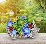 Guldaan Solar Garden Statue, Hedgehog Figurine with 7 LED Lights and Succulent - Outdoor Decor Fall