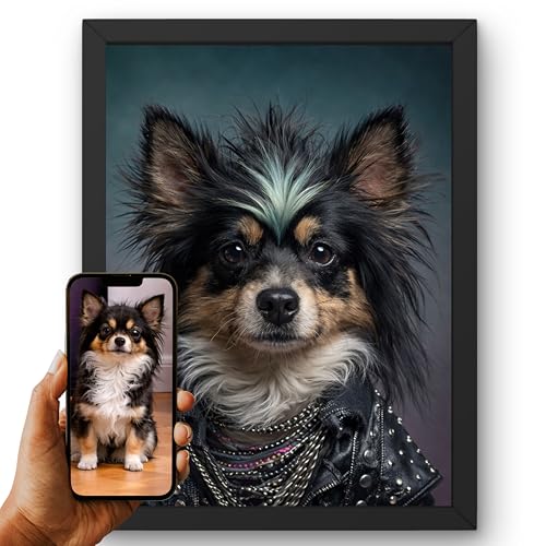 Portrait chien personnalisé Rock : poster et toile animal punk sans cadre