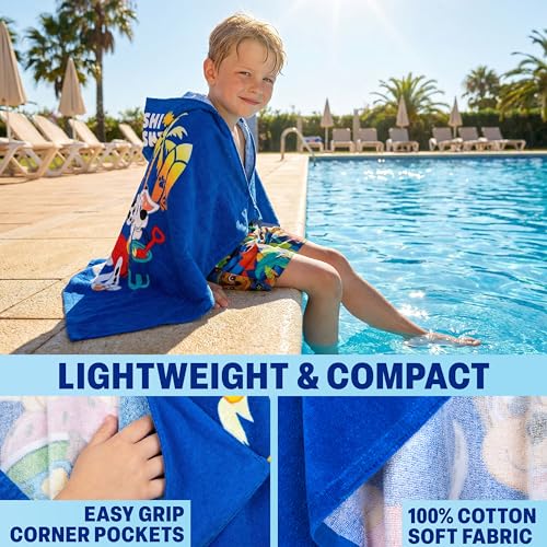 Paw Patrol Badeponcho Kinder mit Kapuze 3-8 Jahre, 100% Baumwolle Kapuzenhandtuch Jungen, Sommer Kapuze Handtücher, Badetuch Poncho für Strand Pool, Geschenke für Kinder (Blau Paw Patrol)