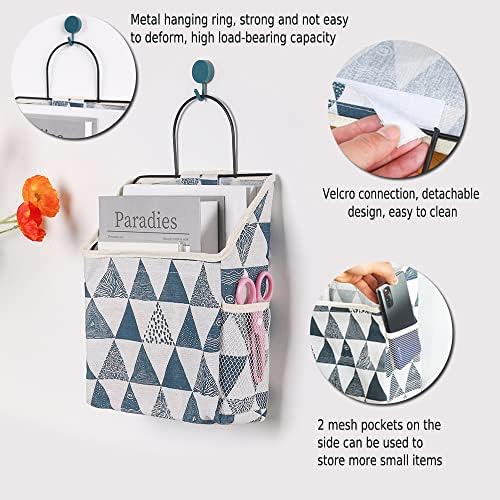 Tohoee 3 Packs Hanging Bag Wall Mounted Hanging Storage Bags Foldable Waterproof Organizer with 3 Self Adhesive Hooks for Kid's Room Bedroom Bathroom