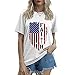 Mayntop Camiseta de manga corta para mujer con diseño de bandera de Estados Unidos, 4 de julio, A-blanco, 38